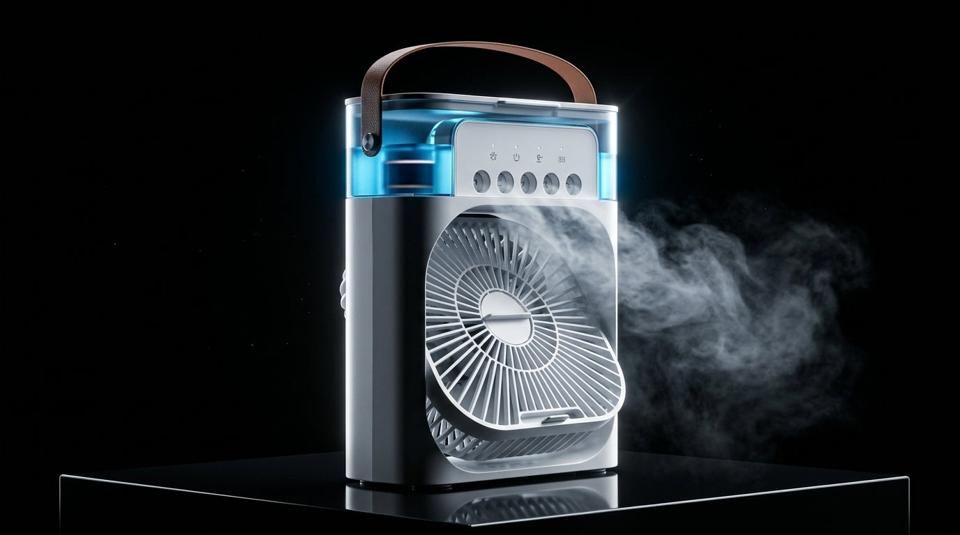 Portable Mini Air Cooler Fan with Mist Humidifier & LED Night Light