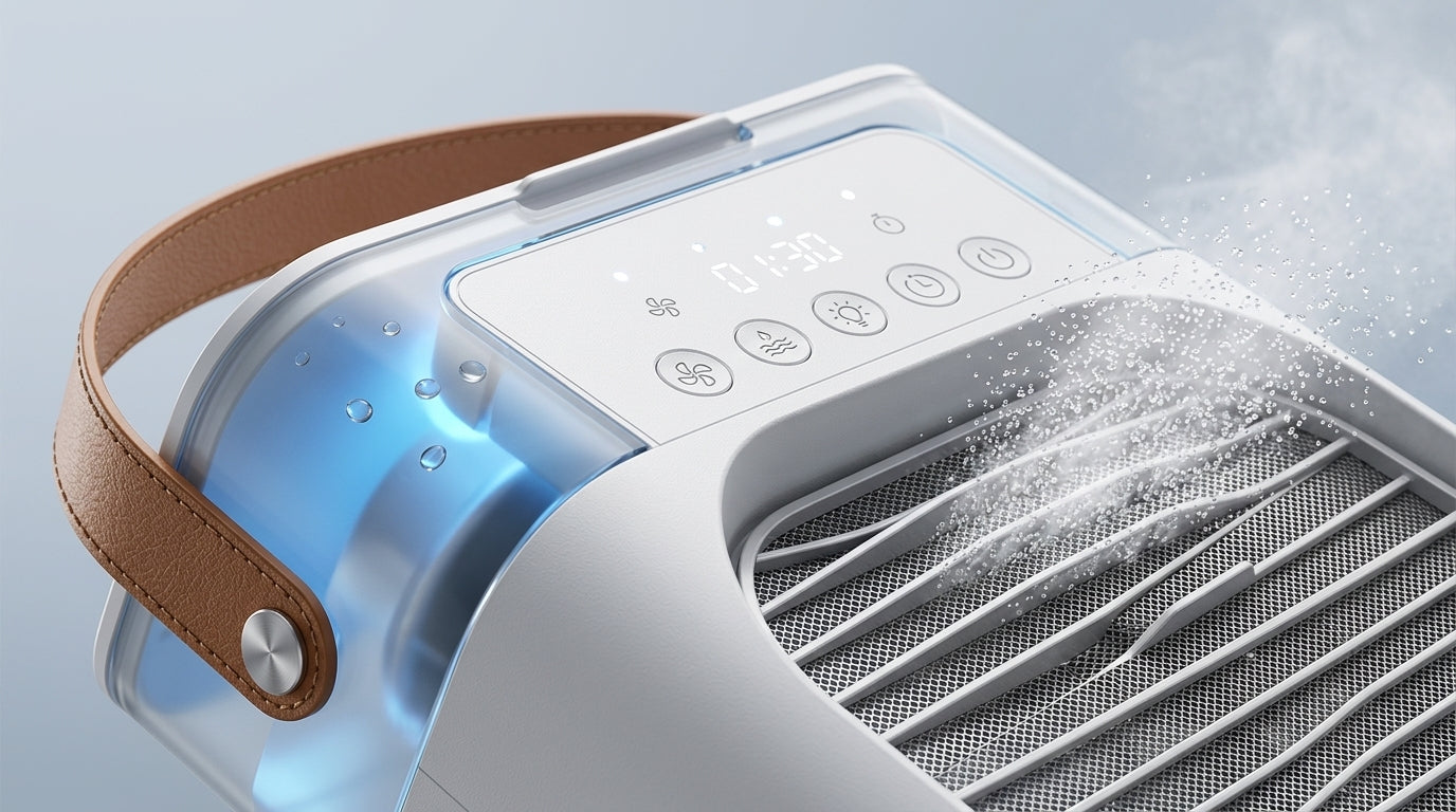 Portable Mini Air Cooler Fan with Mist Humidifier & LED Night Light