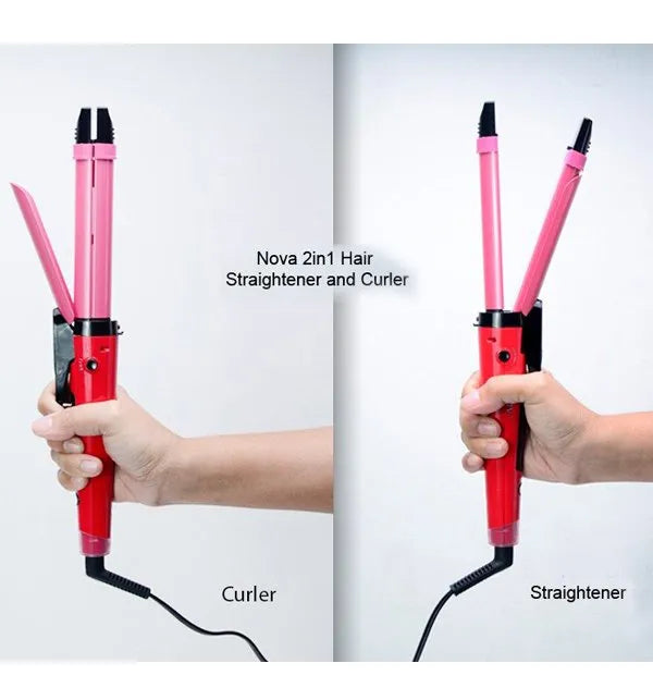 Nova 2-in-1 Hair Straightener & Curler – NH-2009 | Quick Heat Ceramic Styling Tool