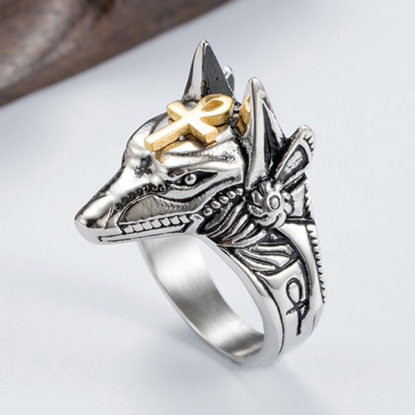 Punk Anubis Egyptian Cross Beast Ring - Image 5