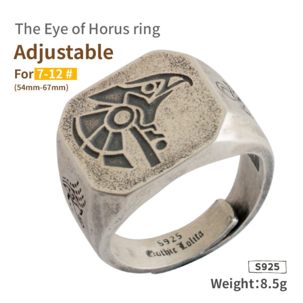 Egyptian Gods Eye Of Horus Thai Silver Ring - Image 3
